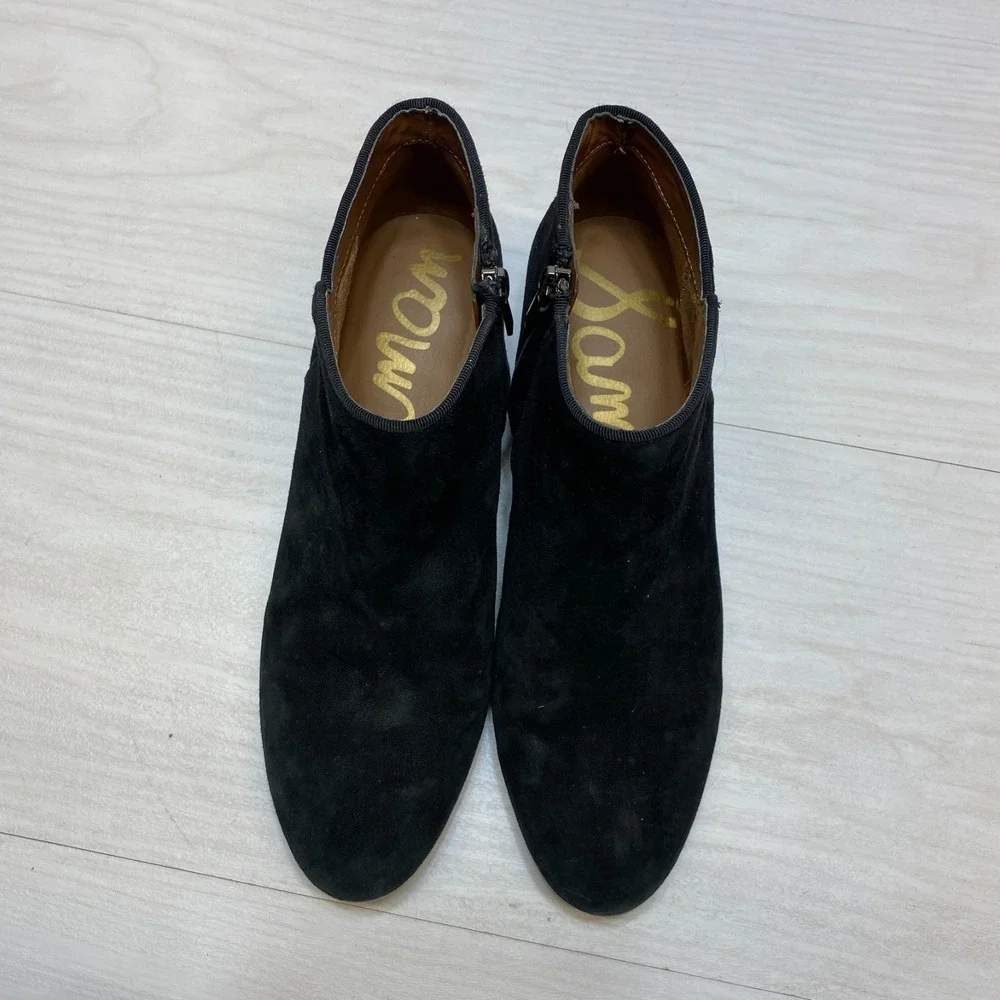 Sam Edelman Petty‎ Ankle Booties Womens Size 9M Black Suede Leather Side Zipper